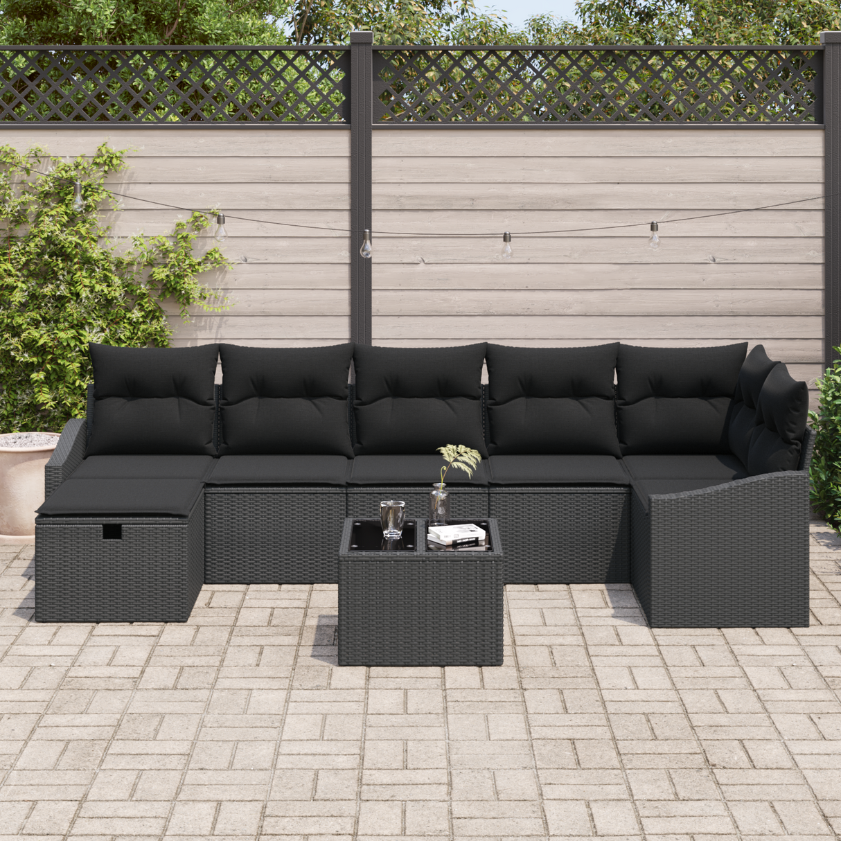 Sofa Set with Cushion 8 pcs Poly Rattan