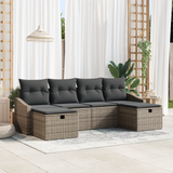 Sofa Set with Cushion 6 pcs Poly Rattan - Front View