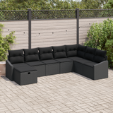 Sofa Set with Cushion 8 pcs Poly Rattan - Front View