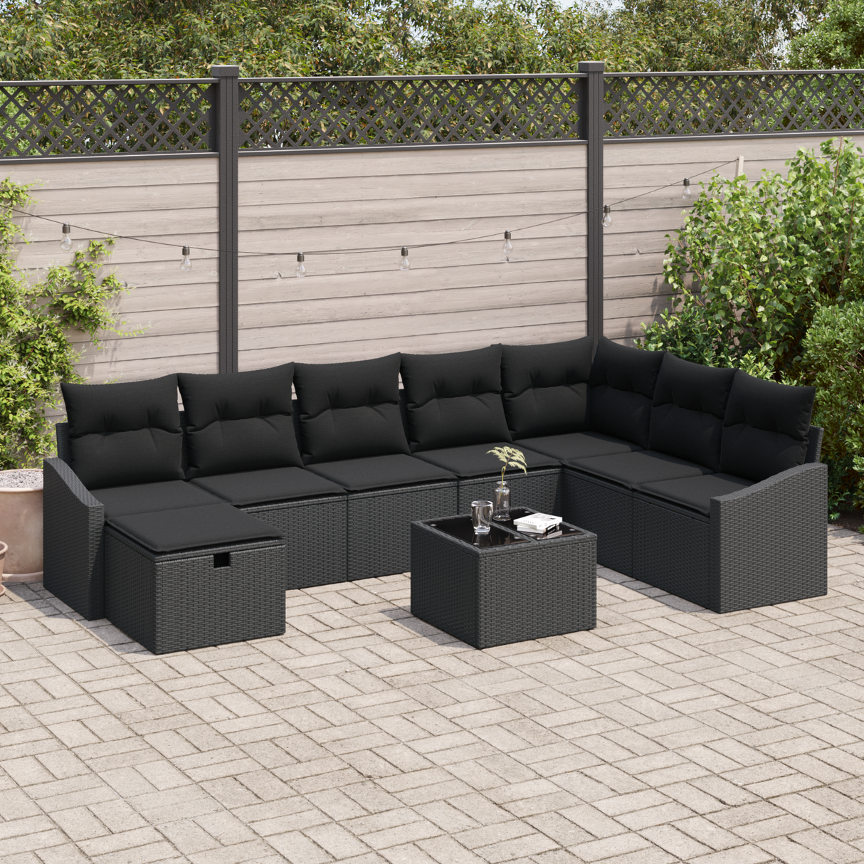 Sofa Set with Cushion 8 pcs Poly Rattan