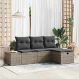 Sofa Set with Cushion 4 pcs Poly Rattan - Front View