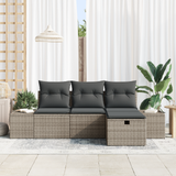 Sofa Set with Cushion 4 pcs Poly Rattan - Side View