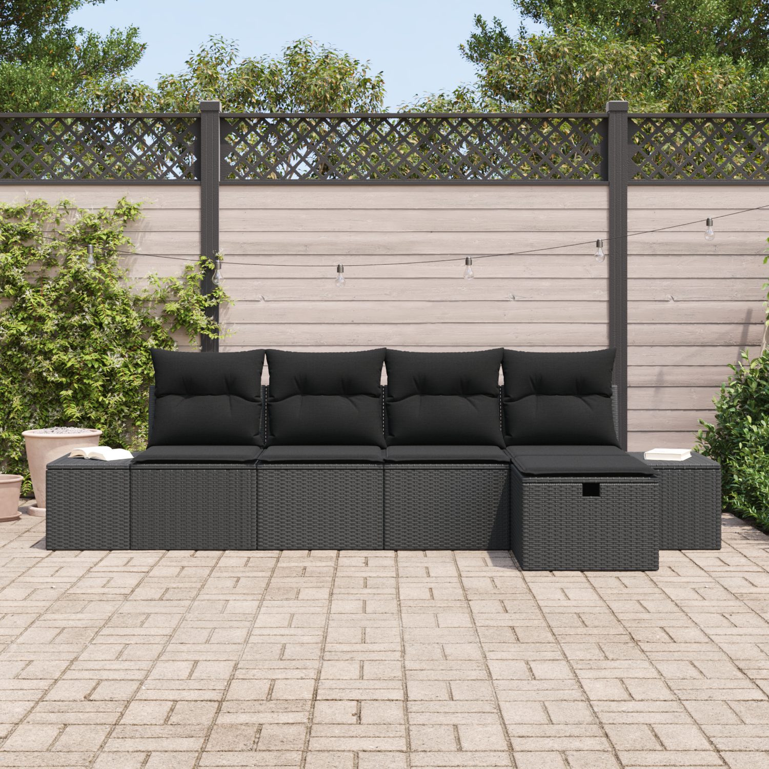 Sofa Set with Cushion 6 pcs Poly Rattan