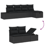 Sofa Set with Cushion 6 pcs Poly Rattan - Low Angle