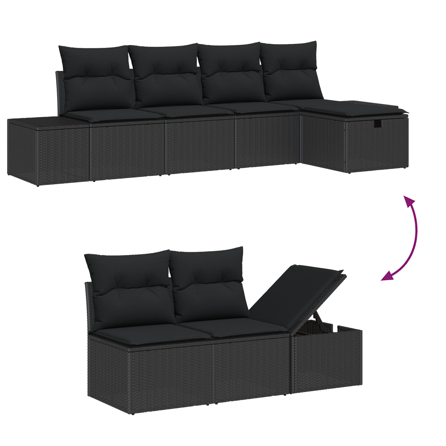 Sofa Set with Cushion 5 pcs Poly Rattan