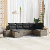 Sofa Set with Cushion 7 pcs Poly Rattan - Front View