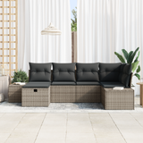 Sofa Set with Cushion 7 pcs Poly Rattan - Side View