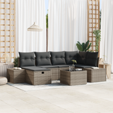 Sofa Set with Cushion 7 pcs Poly Rattan - Front View