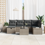 Sofa Set with Cushion 7 pcs Poly Rattan - Side View