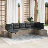 Sofa Set with Cushion 7 pcs Poly Rattan - Front View