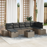 Sofa Set with Cushion 7 pcs Poly Rattan