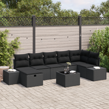 Sofa Set with Cushion 8 pcs Poly Rattan - Front View