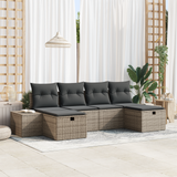 Garden Sofa Set with Cushion 6 pcs Grey Poly Rattan