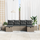 Garden Sofa Set with Cushion 6 pcs Grey Poly Rattan - Side View
