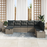 Garden Sofa Set with Pillow 8 pcs Grey Poly rattan - Side View