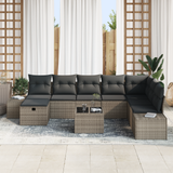 Garden Sofa Set with Pillow 9 pcs Grey Poly rattan - Side View