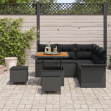 Garden Sofa Set with Cushion with Storage 8 pcs Black