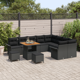 Garden Sofa Set with Cushion with Storage 12 pcs Black