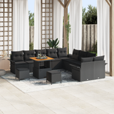 Garden Sofa Set with Cushion with Storage 13 pcs Black - Front View