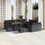 Garden Sofa Set with Cushion with Storage 13 pcs Black - Front View