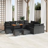 Garden Sofa Set with Cushion with Storage 14 pcs Black