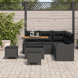 Garden Sofa Set with Cushion with Storage 8 pcs Black - Side View