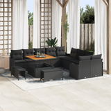 Garden Sofa Set with Cushion with Storage 13 pcs Black - Front View