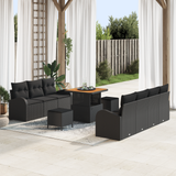 Garden Sofa Set with Cushion with Storage 10 pcs Black - Front View