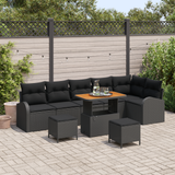 Garden Sofa Set with Cushion with Storage 9 pcs Black - Front View