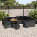 Garden Sofa Set with Cushion with Storage 12 pcs Black