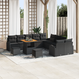 Garden Sofa Set with Cushion with Storage 13 pcs Black