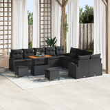 Garden Sofa Set with Cushion with Storage 13 pcs Black - Front View