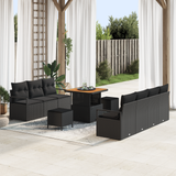Garden Sofa Set with Cushion with Storage 10 pcs Black - Front View