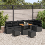 Garden Sofa Set with Cushion with Storage 9 pcs Black - Front View