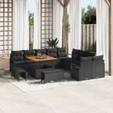 Garden Sofa Set with Cushion with Storage 13 pcs Black - Front View