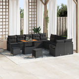 Garden Sofa Set with Cushion with Storage 13 pcs Black - Front View