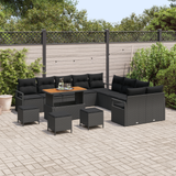 Garden Sofa Set with Cushion with Storage 14 pcs Black