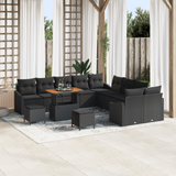 Garden Sofa Set with Cushion 13 pcs Black Poly rattan - Front View