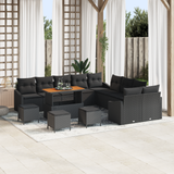 Garden Sofa Set with Cushion 13 pcs Black Poly rattan - Front View