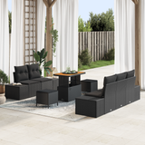 Garden Sofa Set with Cushion 8 pcs Black Poly rattan - Front View