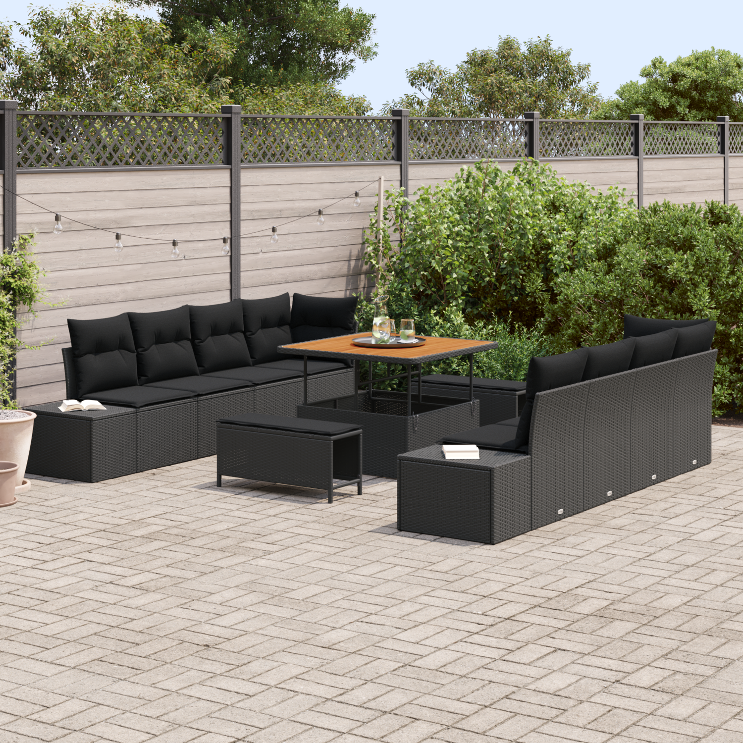 Garden Sofa Set Black 100 x 100 x 71 cm Poly rattan