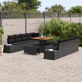 Garden Sofa Set Black 100 x 100 x 71 cm Poly rattan - Side View