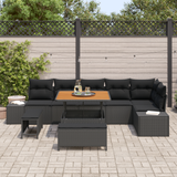 Garden Sofa Set with Cushion 9 pcs Black Poly rattan