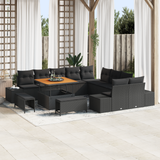 Garden Sofa Set with Cushion 13 pcs Black Poly rattan - Front View