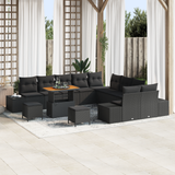 Garden Sofa Set with Cushion 13 pcs Black Poly rattan - Front View