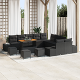 Garden Sofa Set with Cushion 14 pcs Black Poly rattan - Front View