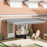 Retractable Awning Frame Manual White 400 x 300 cm Aluminium - Front View