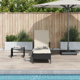 Sun Lounger Black and Cream White 55 x 200 x 92 cm Poly Rattan - Front View