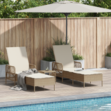 Sun Lounger 3 pcs Beige and Cream White 55 x 200 x 92 cm - Side View