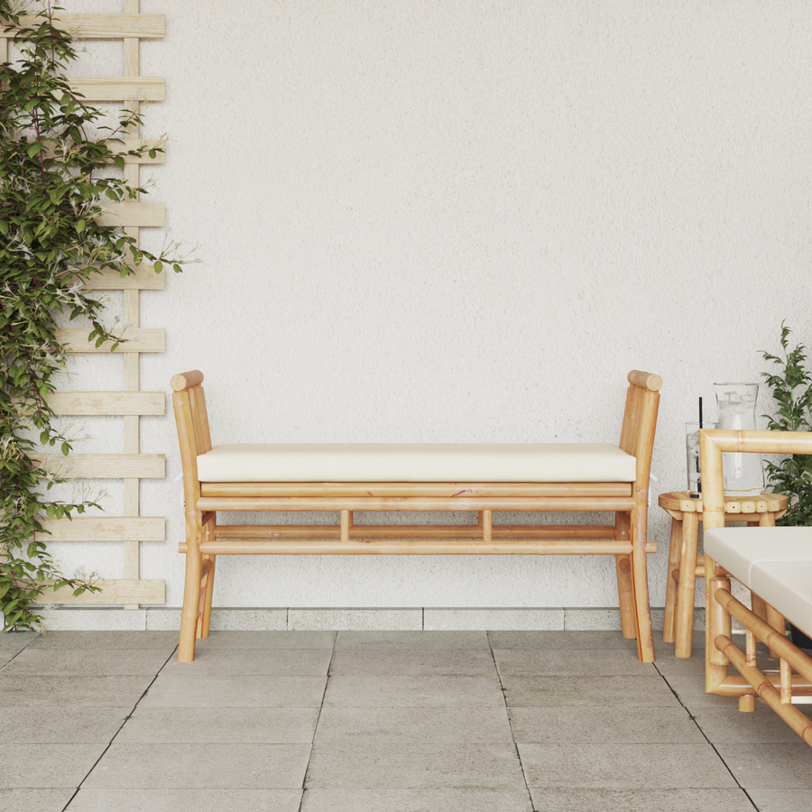 Garden Bench 2 -Seater 110 x 38 x 65cm Bamboo Brown Rectangular